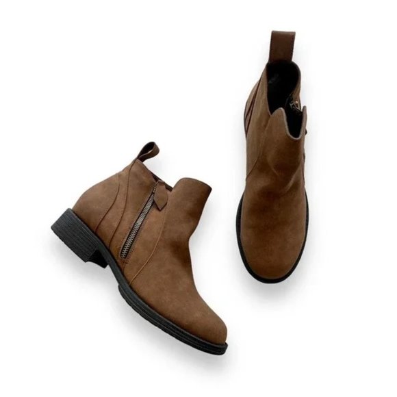 Lukees by Muk Luks Women’s Brown Side-Zip Bethany Ankle Boots Size 8 - 8.5 - Picture 1 of 8